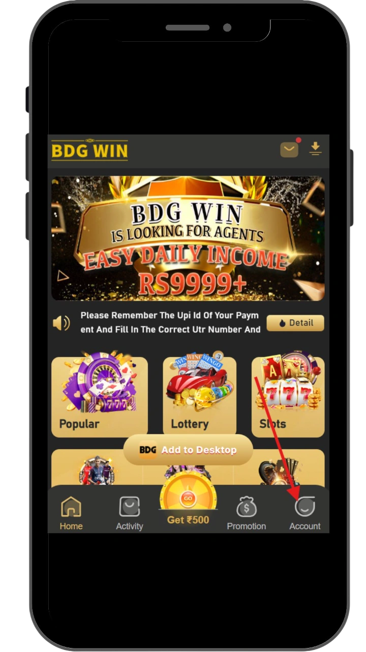 Go to Account section